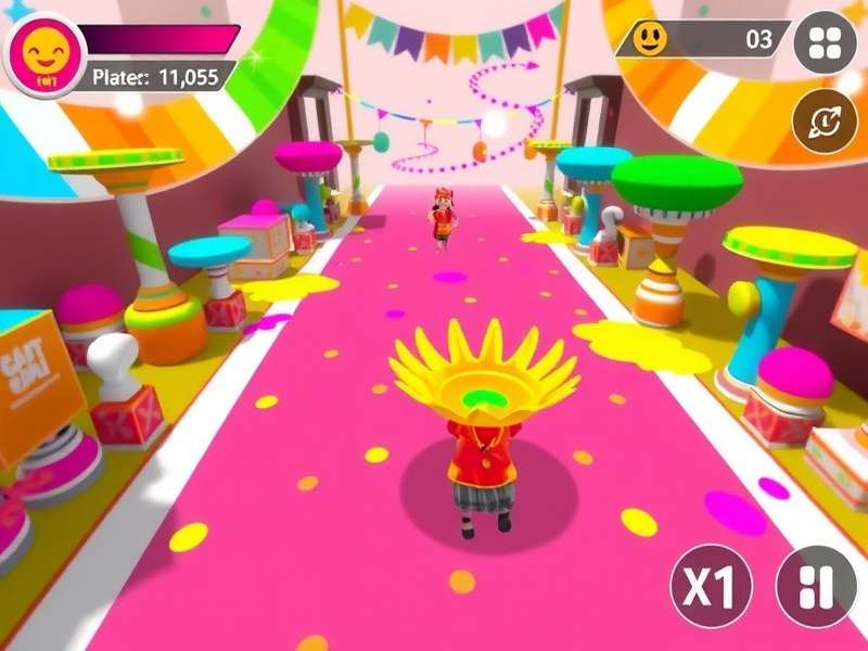 Holi Colorful Rush gameplay screenshot showing vibrant colors and festival elements