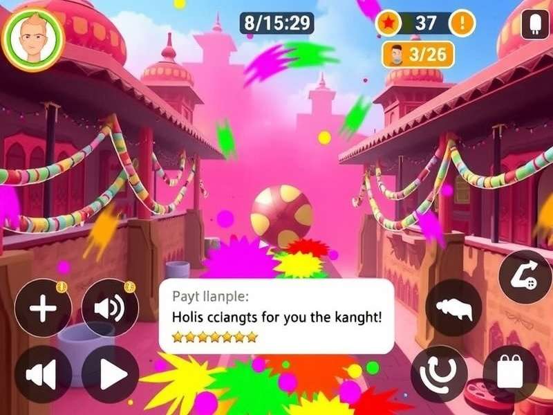 Holi Colorful Rush different game modes and interface